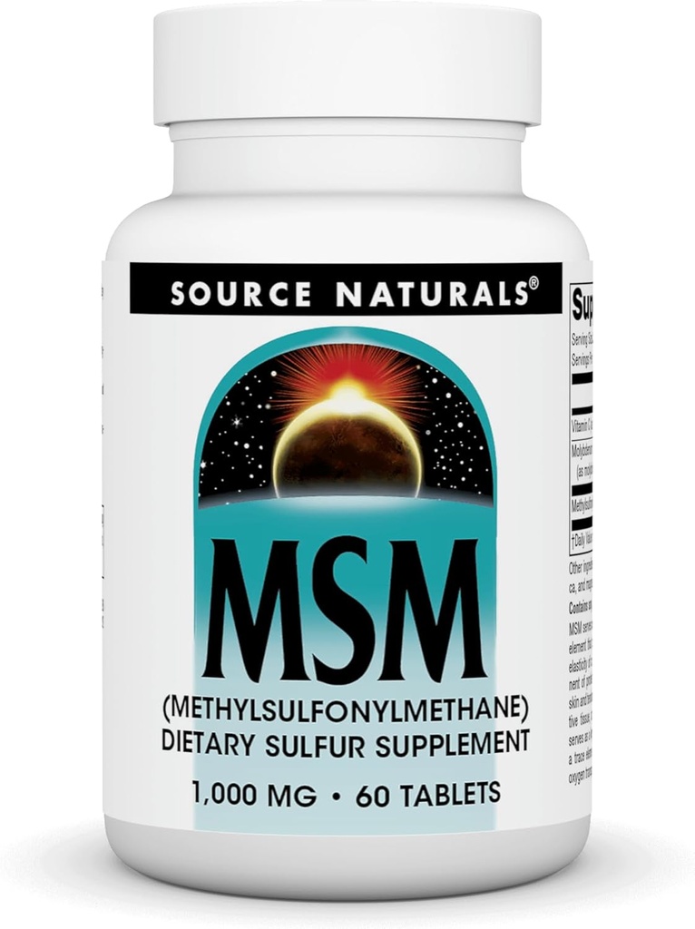 Source Naturals MSM (methylsulfonylmethan), et kosttilskud, 1000 MG - 60 tabletter