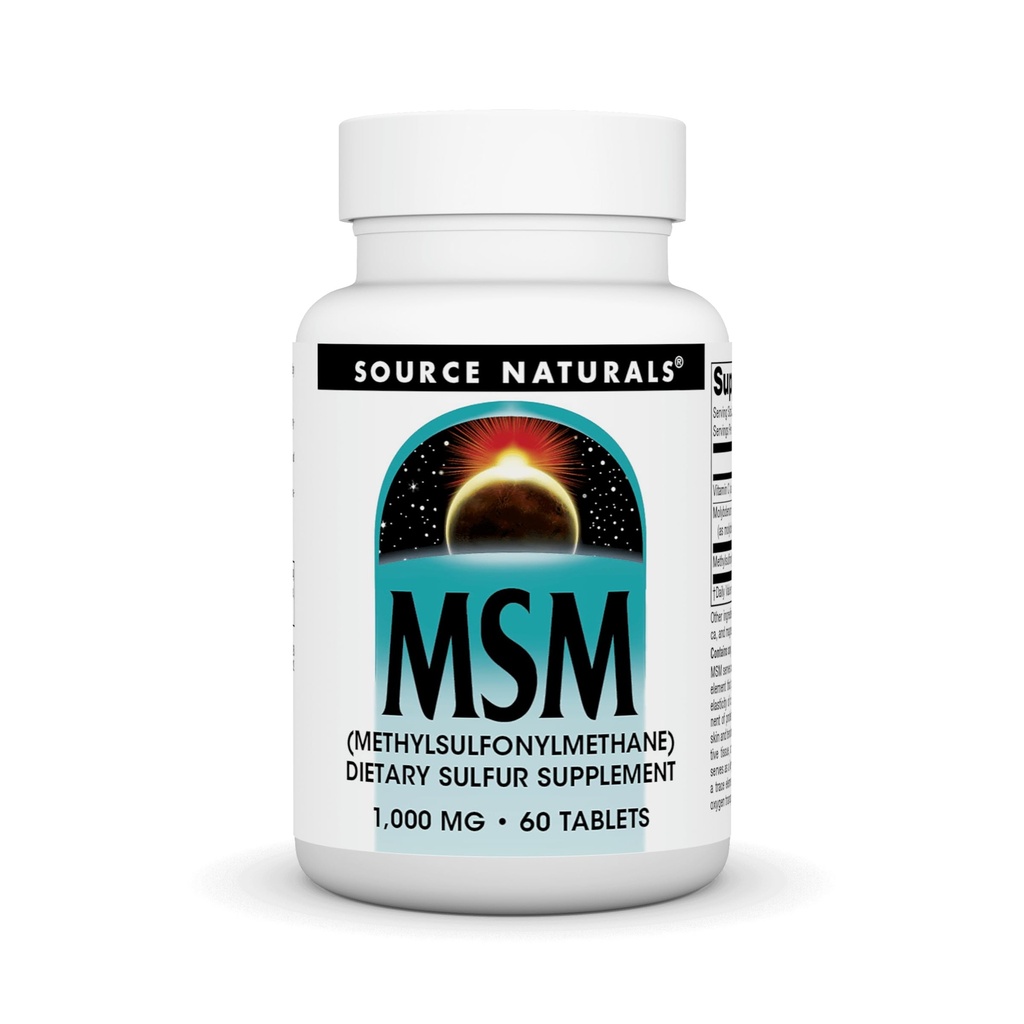 Source Naturals MSM (methylsulfonylmethane), a Dietary Sulfer Supplement, 1,000 MG - 60 Tablets