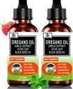(2 Pack) Organic Oil of Oregano med Black Seed Oil for immun, fordøjelsesstøtte & antioxidant, w / Hvidløg Elderberry Sæsonstøtte 6X Absorption Liquid Oregano Drops