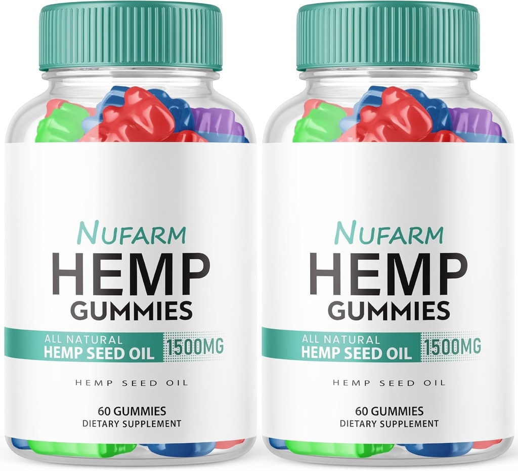 (2 Pack) Nufarm Hamp Gummies - Officiel Formel - NewFarm Gummies med Performance Hamp Extract, Nu Farm Gummies Great Taste, Bio Heal Big Size Gummy, New 2023 1500mg Per flaske Ny (120 Gummies)