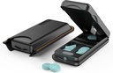Pill Cutter med Auto Centry Device, Aluminium Pill Splitter med 316L Stainless Blade, Ægte læder sag, Professional Pill Splitter til skæring små piller eller store piller (sort)