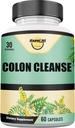 Colon Cleanse, Colon Detox, All Natural Herbal Formel, Support Sund tarmbevægelse, Gut Sundhed & Sund Metabolisme Support, Non- GMO - 60 Vegetabilske Capsule 30 Servering