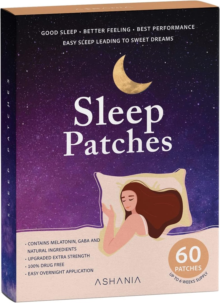 Sleep Patches, Sleep Patches for voksne, Opgraderede Sleep Patches sæt, let at anvende og behageligt, Premium Ingredienser, for mænd og kvinder (60 Patches)