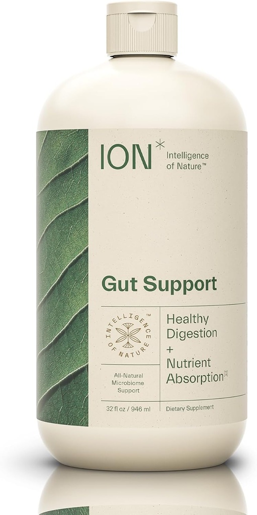 ION * Intelligence of Nature Gut Support Liquid Supplement - Gut & Diguestive Health Liquid Drops, Rense & Detox med Humic Extract for Women & Men, Voksne & Børn 4 + - 32 fl oz (Pack of 1)