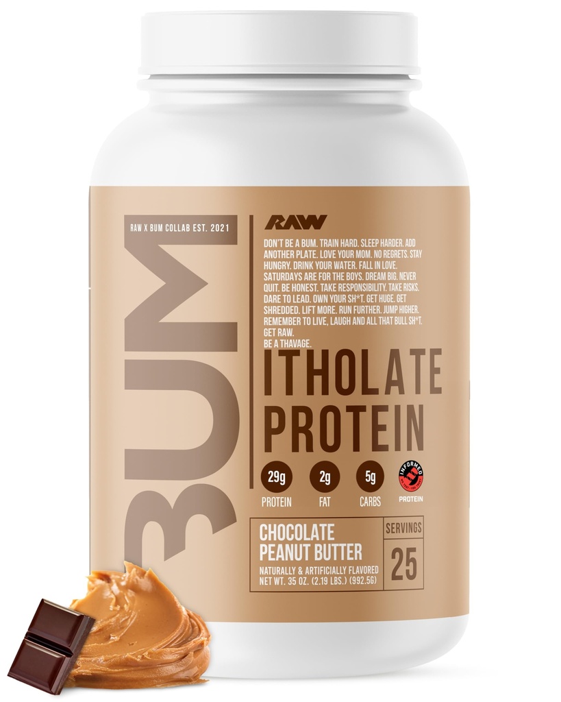 RAW Whey Isolate Protein Powder, Chokolade Peanut Butter (CBUM Itholate) - 100% Grass-Fed Sport Nutrition Powder for Muscle Growth & Recovery - Low- Fat, Lavt Carb, naturligt smag - 25 Servering
