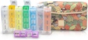 Lavet Easy Kit Pill Case Stor 7-dag / 28 Kompartmenter i Neopren Carrier med opbevaring Pill Box i Daily in Morn, NOON, EVE, Bed a Weekly Vitamin, Medicin, Capsule Organisation (Khaki Desert Cactus)