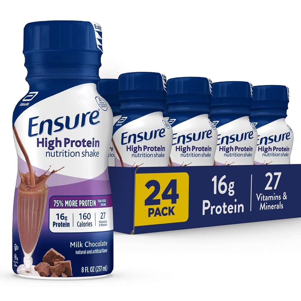 Sikre høj proteinernæringsstof rystes med 16g protein, Ready- to- Drink Meal udskiftning Shakes, lav fedt, mælk chokolade, 8 fl oz, 24Count