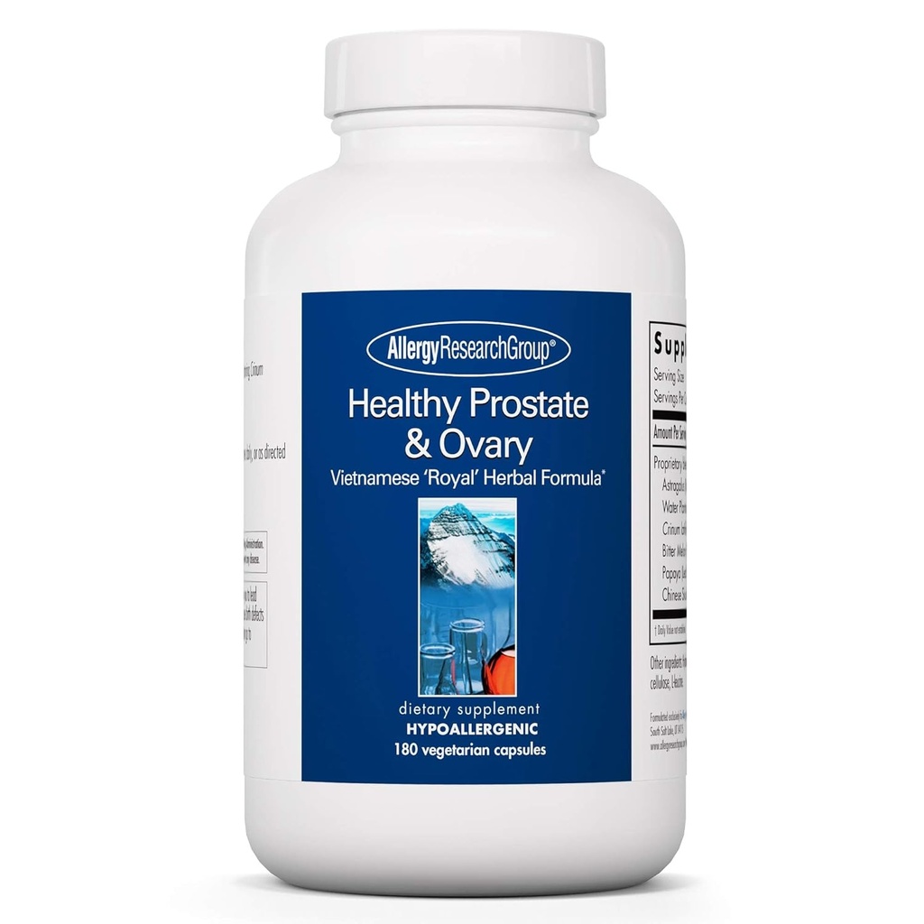 Allergy Research Group Sund Prostata & ovarie Supplement - Ovarie Support, Prostata Support, til mænd og kvinder, Vegetariske Kapsler - 180 Tæl