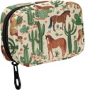 Fustylead Hand Draw Western Heste og Cactus Pill Organizer til purse, Ugentlig Portable Pill Box med lynlås til opbevaring Vitamin Fish Olies Medicin Kosttilskud