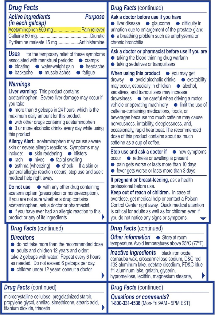 Midol Complete menstruationssmerter Relief Gelcaps med Acetaminophen til menstruationssymptomlindring - 24 greve (pakning med 8)