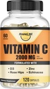Vitamin C 2000MG, Zink 40 mg, D3- vitamin 5000 IE, Echinacea Extract, Rose Hip, immunforsvar til voksne & børn, immunbooster, 120 Vegan Caps, 60 dages forsyning, non GMO, No Filler