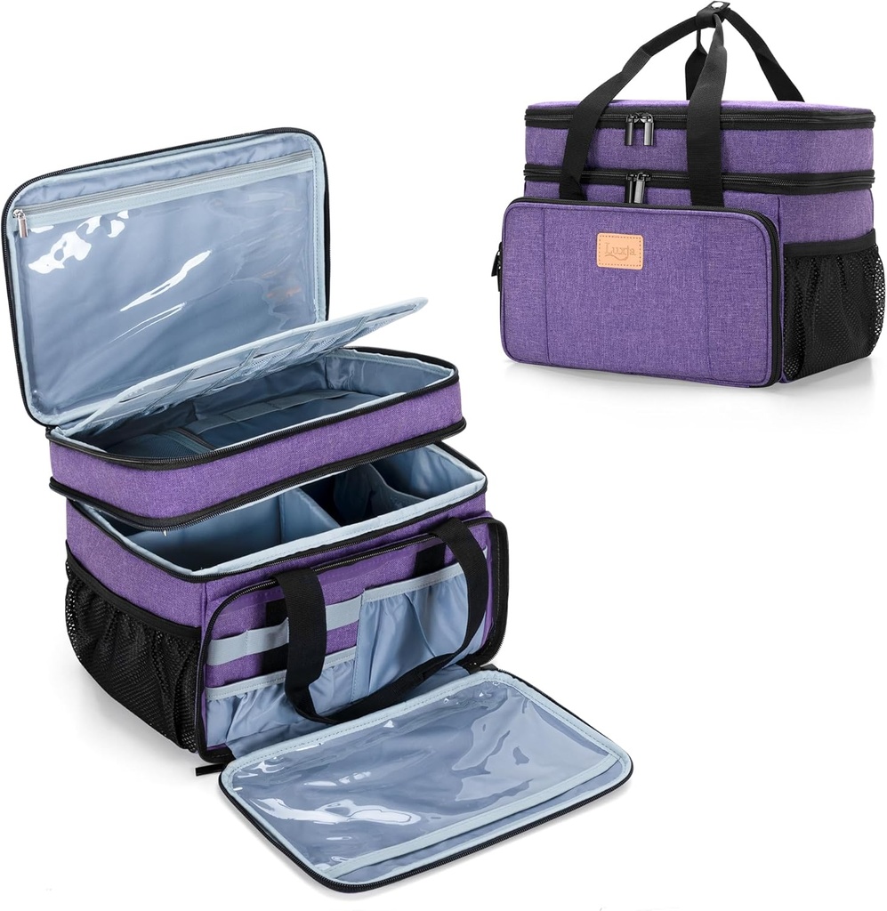 LUXJA 2 Layers Medicine Bag med Aftagelig Divider, Pil flaske Organizer Egnet til hjem eller rejse brug, Lilla