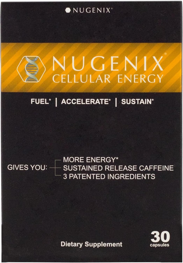 Nugenix Cellular Energy - Energitilskud - L-Carnitin og L-Tartrat, elevatATP, Extended Release Coffein, L-Tyrosine, 30 Greve