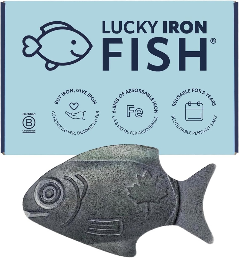 Den originale Lucky Iron Fish ®. Et jerntilskud Alternativ til at reducere manglerne. Ingen bivirkninger. Brug en gang dagligt - 5 års forsyning inkluderet.