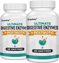 Orgabay fordøjelsesenzymer 1000mg med Postbiotika, 20 Enzyme Blend til bloating, Optimal fordøjelse og Gut funktion, 120 Veggie kapsler