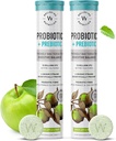 WELLBEING NURITION Daglig Probiotisk + Prebiotisk + 124; Plante baseret på 124; 18 Millioner CFU, 6 Strops til mænd og kvinder med Organic Prebiotic Fiber til fordøjelse, Gut sundhed, Metabolisme; 124; 42 Effervescent Tabs