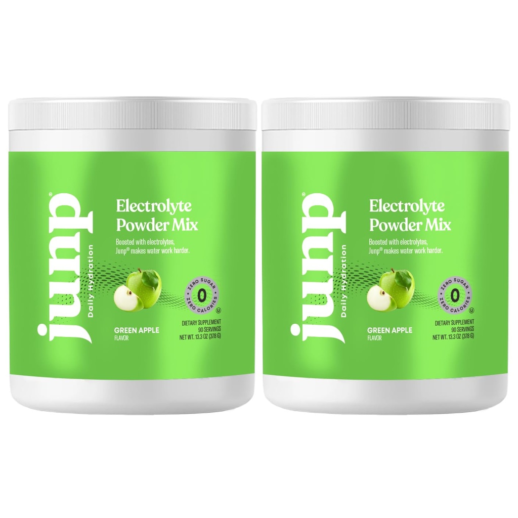 JUNP Electrolytes Powder No Sugar No Carbs – Mouthwatering Green Apple Drink Mix - Potassium & Salt Electrolyte Hydration Powder Zero Calorie Sugar Free Electrolyte Powder, Keto Friendly, 180 Servings