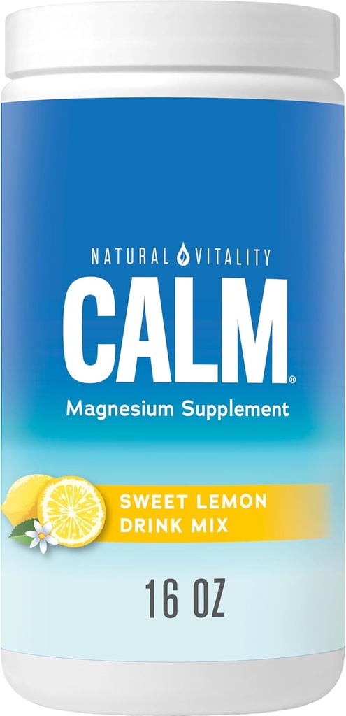 Naturlig vitalitet rolig, Magnesium tillæg, Anti- stress drik mix pulver, gluten fri, Vegan, & Non- GMO, Sweet Lemon, 16 oz