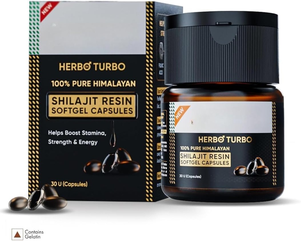 Shilajit Capsules Softels, for Boosting Energy, Endurance & Stamina, 30 Softge Energy & Promote Muscle Recovery, l Kapsler