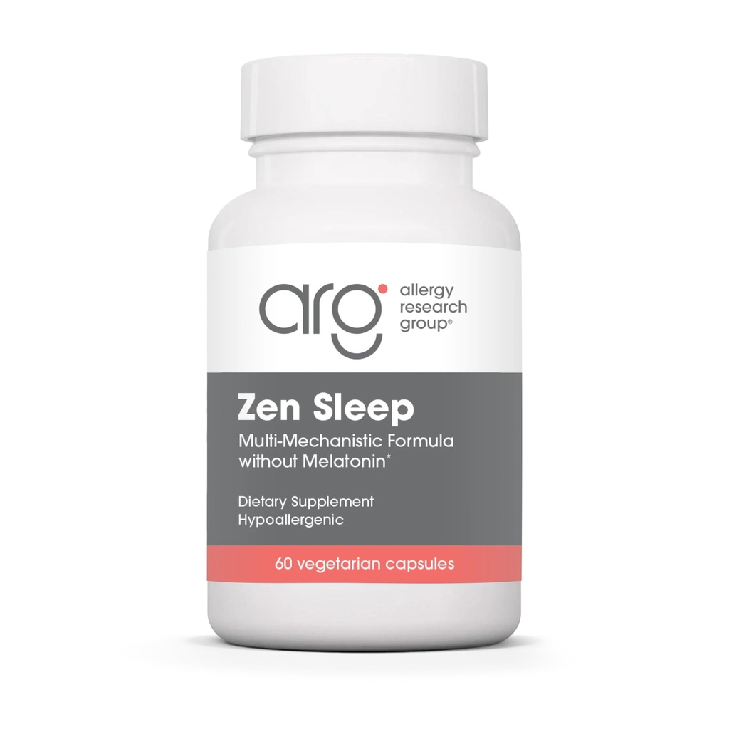 Allergy Research Group Zen Sleep - GABA L- Theanine Sleep Supplement for voksne med P5P, 5-HTP, og vitamin B6, Naturlig hjælp til rolig, rolig REM - 60 vegetariske kapsler