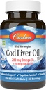 Carlson - Cod Lever Oil Minis, 280 mg Omega- 3s + Vitamin A & D3, Heart Support & Cognitive Function, Vision Health, 250 Mini Soft Gels