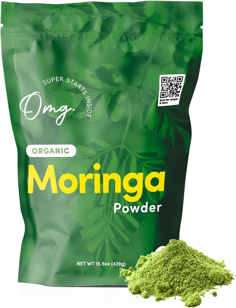 OMG! Superfoods Organic Moringa Powder - 100% Pure, USDA Certified Organic - God kilde til calcium, jern, vitamin A, vitamin E & mere! - 15.5 Ounces (1 pakke)