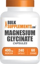 BulkSupplements.com Magnesiumglycinatkapsler - Magnesiumtillæg, stærkt Absorberet Form - Gluten Free, 4 kapsler pr servering (400mg), 240 greve (pakning med 1)