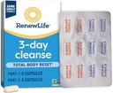 Renew Life 3- Day Cleanse Total Body Reset 2- Part Detox Rengøringskapsler, fordøjelsesbesvær og regelmæssighed, urtebind med Magnesium og tranebær, soja, mælke- og glutenfri 12 Tæl