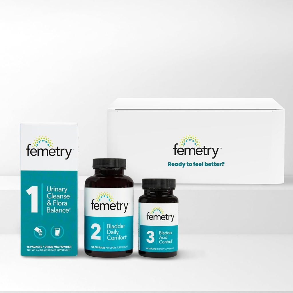 Femetry Bundle - Urinary & Brege Support Kit: Urinary Cleanse & Flora Balance, Brege Daily Comfort & Brege Acid Control - IC / BPS UTI Relief, Klinisk formeret af Urogynecologists