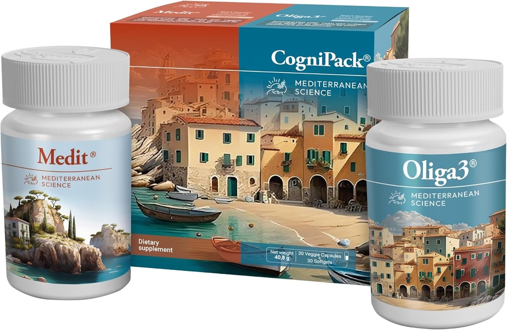 Brain Boosting Vitamin til Memory & Focus; Omega-3 EPA DHA med E-vitamin, D, Magnesium, Zink, Selen; Mediterranean Diet
