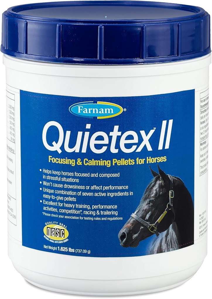 Farnam Quietex II Horse Calming Supplement Pellets, Hjælper Administrer Nervøs Opførsel og Hold Heste rolig & Sammensat i stressende Situationer, 1.625 Lbs, 26 dages forsyning