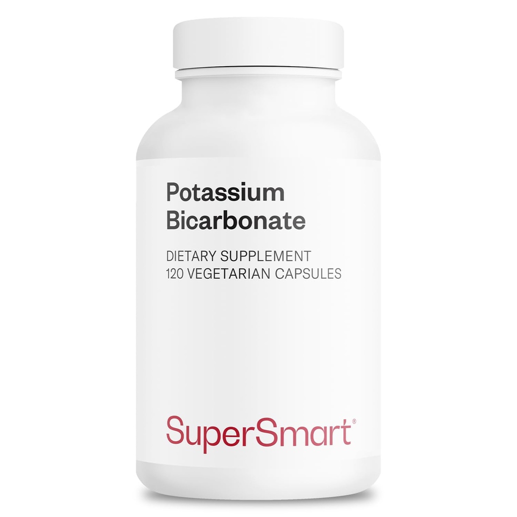 Supersmart - Kalium Bicarbonat 5400mg per dag (høj dosis) - Elektrolyt Mineral - Acid - Base Balance pH - Heart, Muscle & Nerve Health - 124; Non- GMO & Gluten Free - 120 vegetariske kapsler