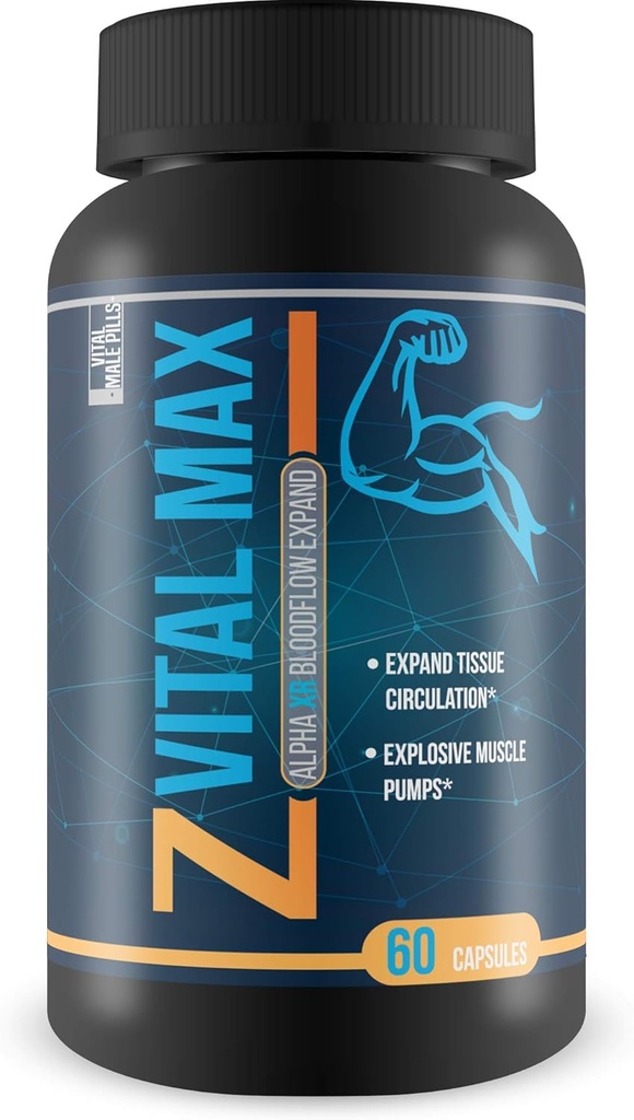 Z Vital Max N02 - Alpha XR Blood Expand - Udvid Veiner og væv med øget blodgennemstrømning - Lavet med potent indkøbt L- Argentine en naturlig vasodialator - Great for præworkout eller præaktivitet