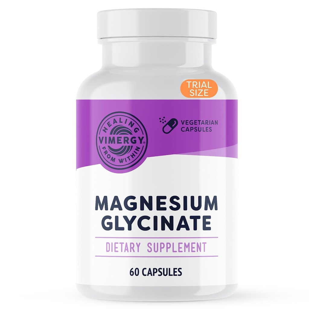 Vimergy Magnesium Glycinate - Stress Support - Chelated to Undgå Tummy Upset * - fremmer hjerte sundhed og energi * - Kosher, Vegan Gluten- Free - 60 Caps