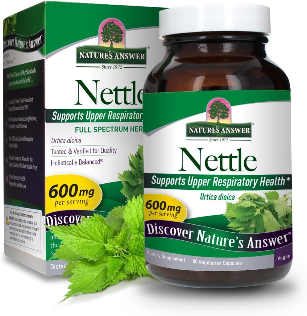 Nature's Answer Nettle Leaf Vegan Capsules 90 Count | Prostate Support | Natural Energy | Immune Support | Daily Supplement