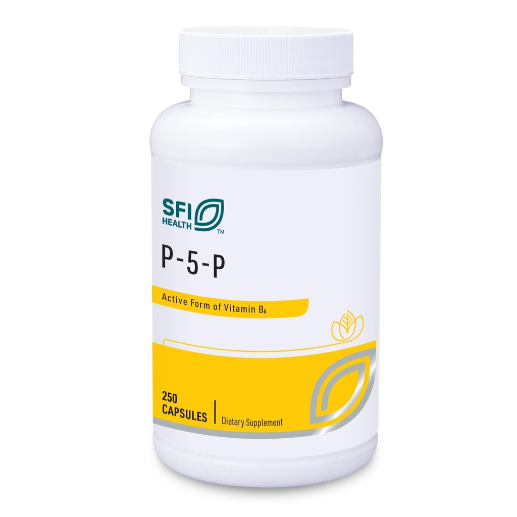 Klaire Labs SFI Health P- 5- P - 30 Milligram af Bioactive Vitamin B6 Pyridoxal- 5- Phosphat til metabolisk & leverstøtte, Hypoallergen (100 kapsler)
