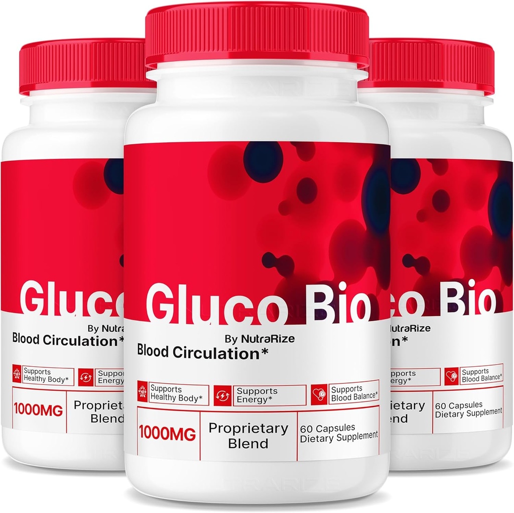 (3 Pack) GlucoBio kapsler, Officiel Gluco Bio supplement, Alle naturlige formel til at støtte den samlede sundhed og velvære, Premium Vitamin piller, GlucoBio anmeldelser (180 kapsler)