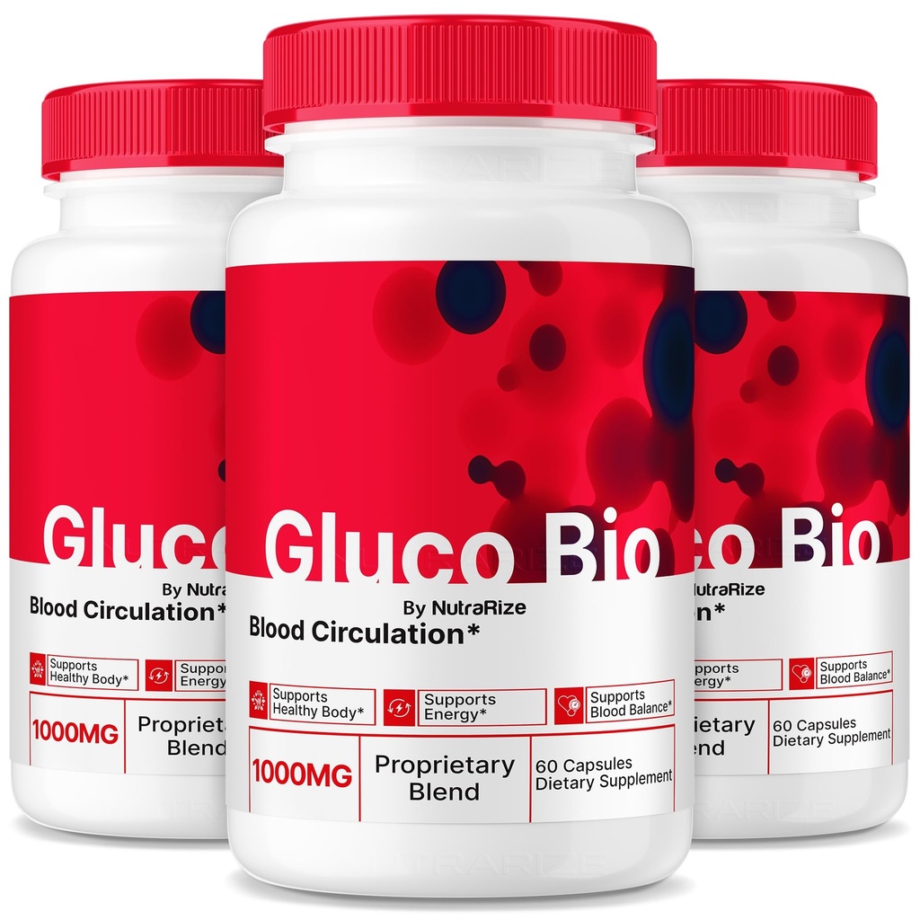 (3 Pack) GlucoBio kapsler, Officiel Gluco Bio supplement, Alle naturlige formel til at støtte den samlede sundhed og velvære, Premium Vitamin piller, GlucoBio anmeldelser (180 kapsler)