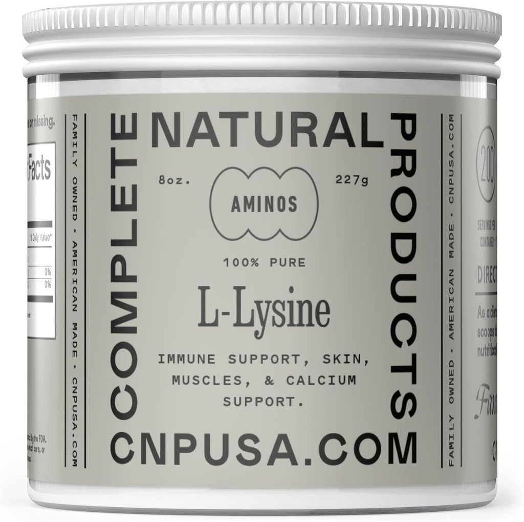 L- Lysin Powder Supplement - Bulk L- Lysin 8oz, 200 Servere