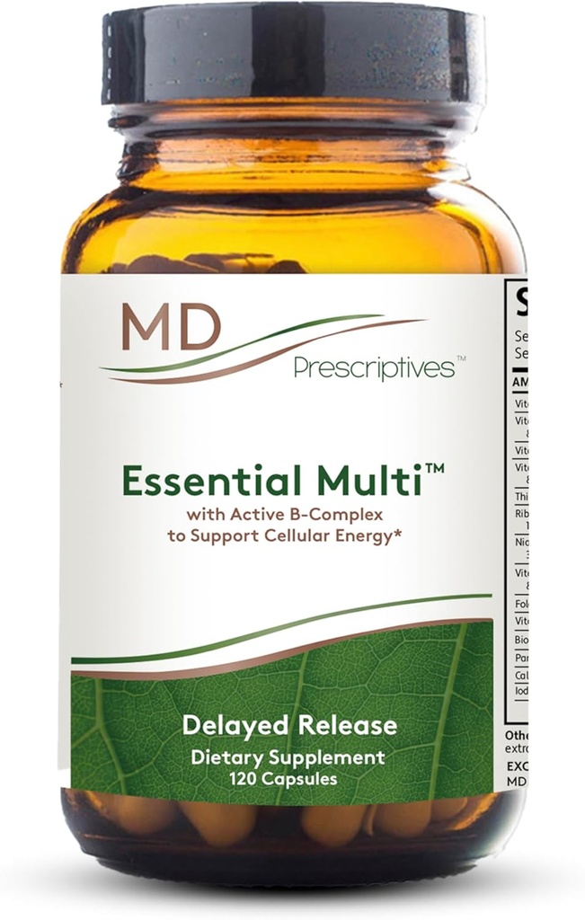 MD Præskriptiver - Essential Multi (forsinket frigivelse) - Multivitamin Mineral Complex supplement til forbedret Hormone Support - 120 kapsler