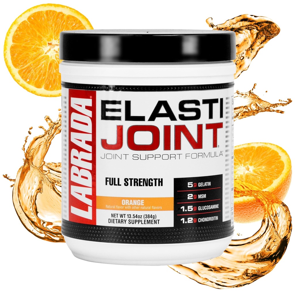 Labrada Nutrition Elastico, Orange Flavor, Glucosamin fælles støtte supplement pulver til mænd og kvinder, fælles Relief & Knoe sundhed supplement med MSM, Glucosamin Chondroitin MSM Gluten- Free