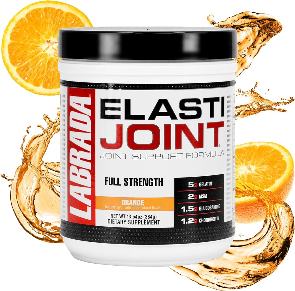 Labrada Nutrition Elastico, Orange Flavor, Glucosamin fælles støtte supplement pulver til mænd og kvinder, fælles Relief & Knoe sundhed supplement med MSM, Glucosamin Chondroitin MSM Gluten- Free