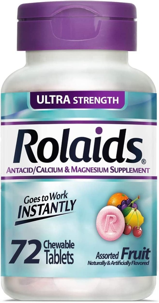 Rolaids Antacida Calcium & Magnesium supplement Ultra Strength Tablets, Fruit 72 ea (pakning med 4)