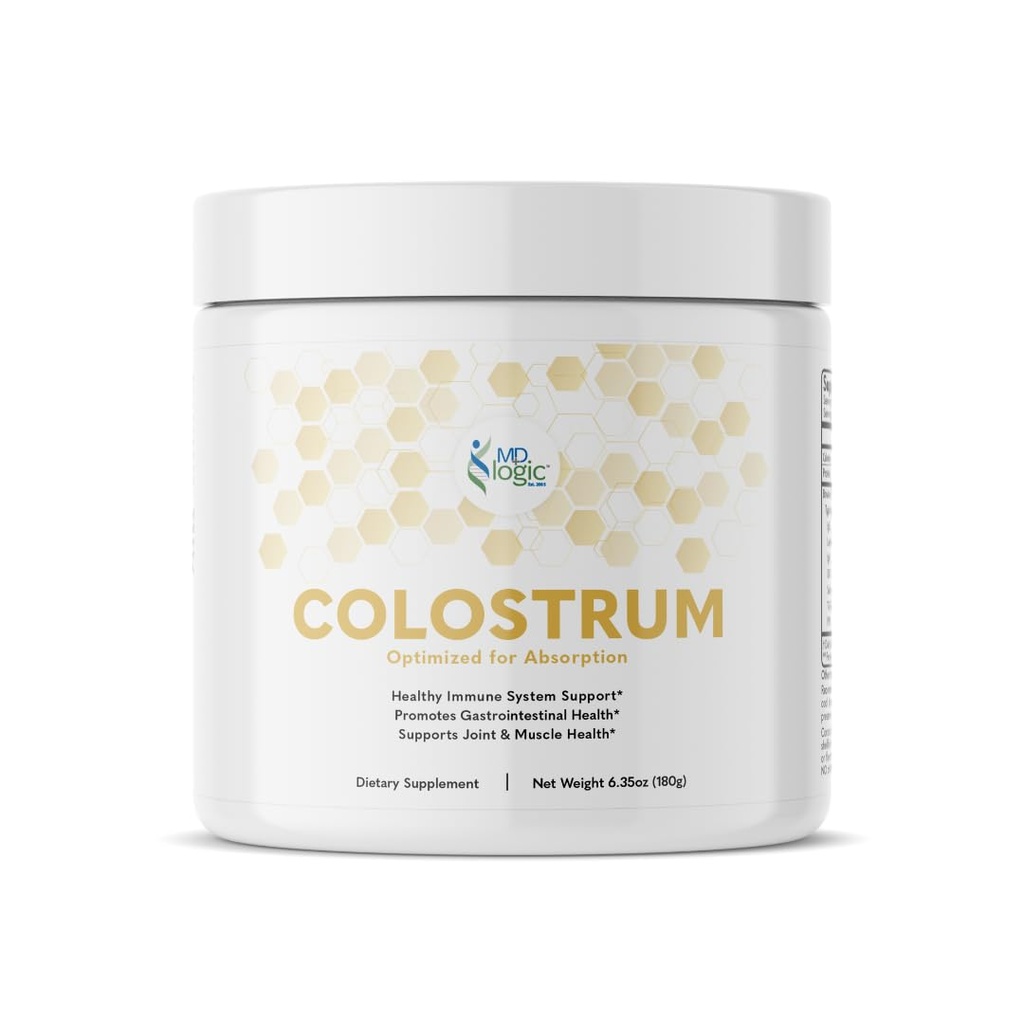 Colostrum af MD Logic Health ® til immunforsvar, Gut, Joint & Muscle Health Support - Pure, Potent, Low Molecular Bioactive Colostrum - 180g - 60 Servering - Made in New York