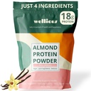 wellious Mandel Protein Powder (Vanilla) - 18 Bedste af Pure Healthiest Vegan Protein for Women & Men - Perfekt Gluten- Free, Soy- Free & Glat Gut Friendly Protein Powder for Sports Nutrition