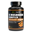 14 Svampe Supplement 120 Kapsler - Immunsystemet Booster & Nootrop Brain Supplement - med løvens Mane, Reishi, Maitake, Tyrkiet Tail, Chaga Complex - Black Pepper for Absorption, 30% Beta- glucan