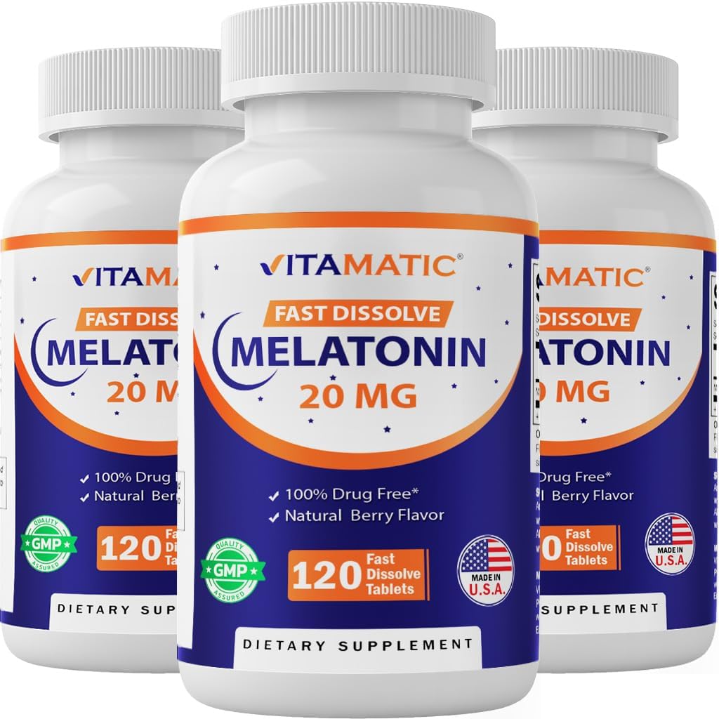 Vitamatisk melatonin 20 mg Tabletterne er 124; Vegetarisk, ikke- GMO, Gluten Free