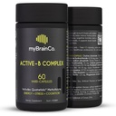myBrainCo. Active- B Complex - High Strength Aktiveret B Vitamin Supplement med B2, B6, B12 & Methyl Folate - Understøtter energi, hjerne funktion & nervesystem - 60 Vege- kapsler