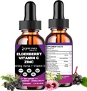 Økologisk Elderberry Syrup, flydende dråber Elderberry C-vitamin og zink til voksne, 11-in-1 Sambucus Black Elderberry tinktur w / Vitamin D3, Sea Moss Black Seed, Elderberry immunsupport supplement