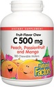 Naturlige faktorer, Kids Chewable C-vitamin 500 mg, Understøtter immunforsvar, knogler, tænder og tandkød, Peach, Passionsfrugt og Mango, 180 Wafers